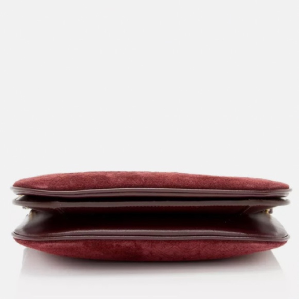 SAINT LAURENT Suede All-Over Monogram Crossbody Burgundy - Picture 2 of 11